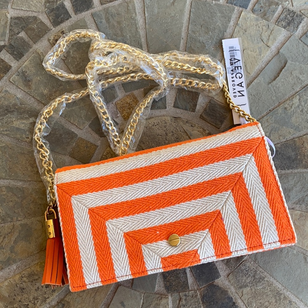 NWT Forever 21 Orange and Cream Clutch Bag